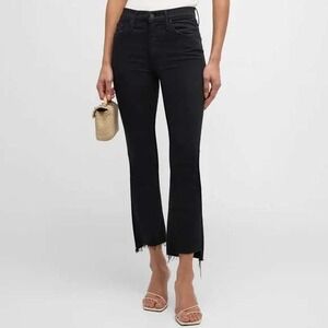 MOTHER Not Guilty Black The Insider Crop Jeans 1137-180 Raw Hem Size 25